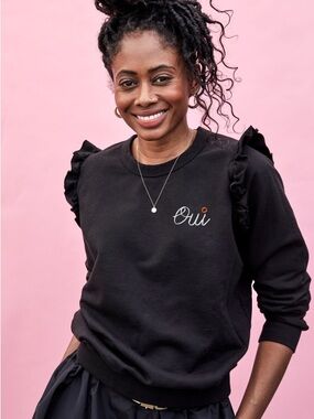 Clare V Ruffle Oui Sweatshirt, sz L